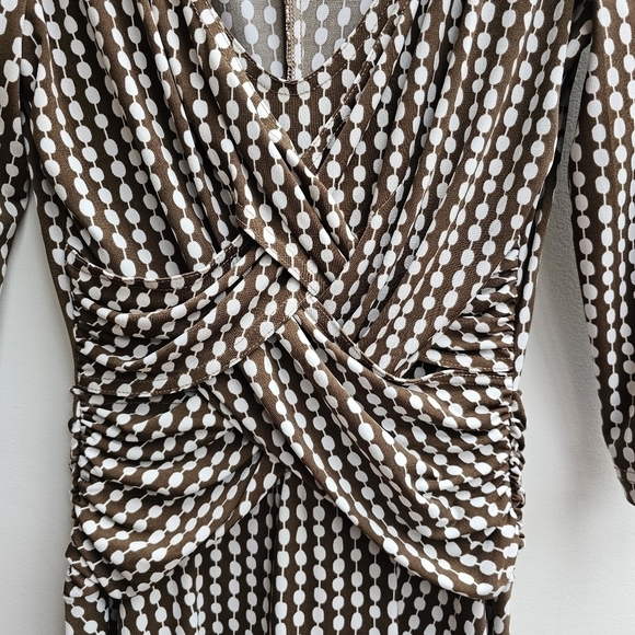 Cartise Dress Fit and Flare Fitted Brown and White Polkadot Dress, Size Medium - Picture 5 of 11